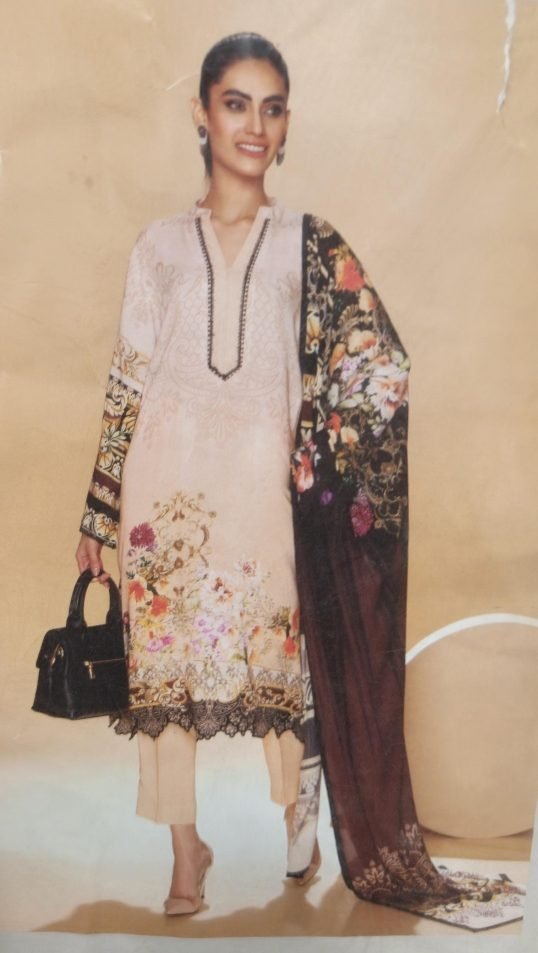 Peach Black Unstitched Suit