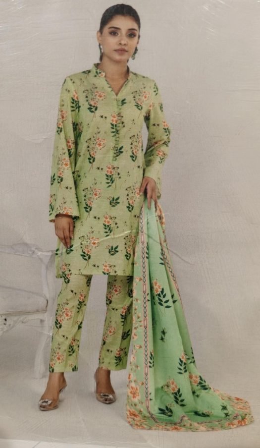 Sage Floral Unstitched Suit