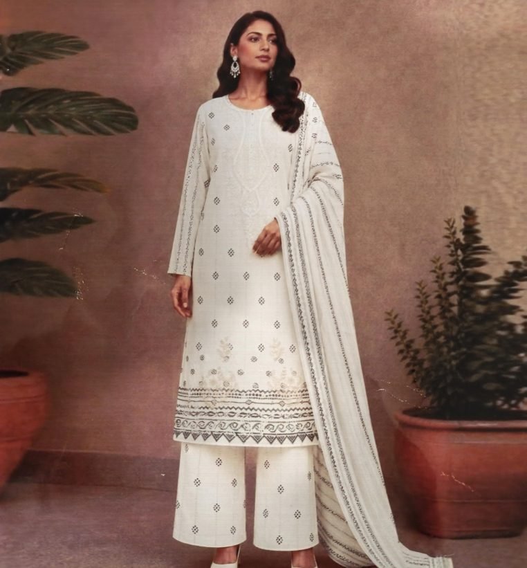 Cream Diamond Unstitched Suit