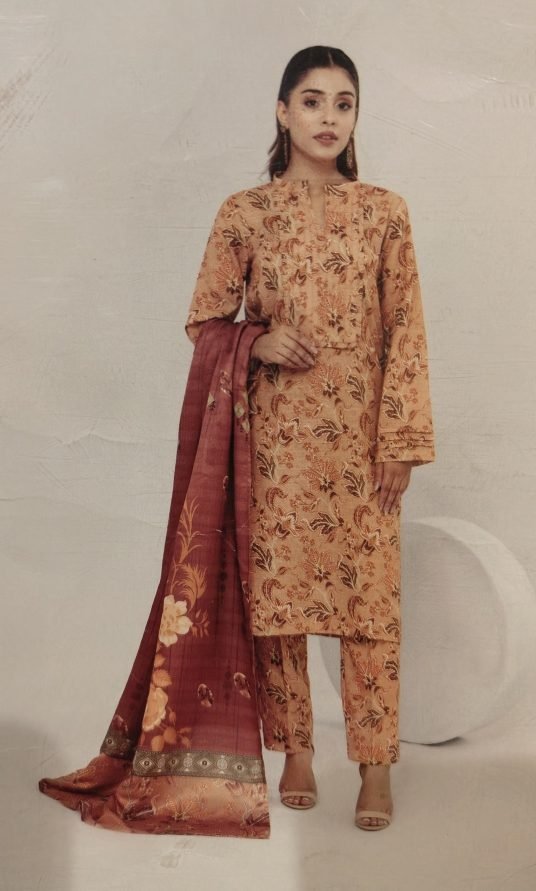 Tan Paisley Unstitched Suit