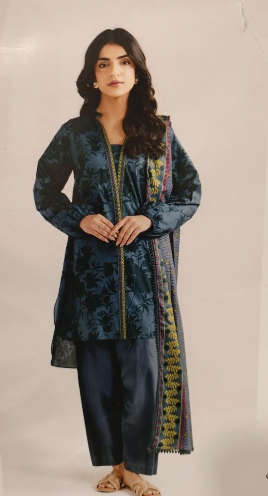 Teal Damask Unstitched Suit